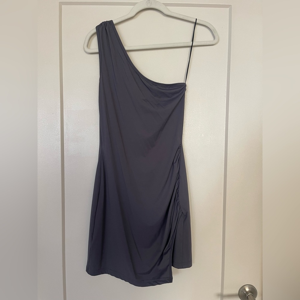 Princess Polly One-Shoulder Charcoal Dress